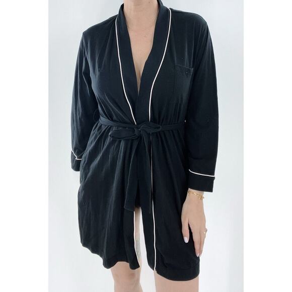 Kate Spade Black Short Tie House Bathrobe Size XS/S - Picture 2 of 5